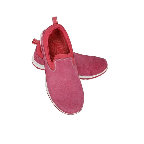 Lands' End Pink Velour‎ Velvet Size 7 1/2 B Women's Slip On Sneakers - Picture 1 of 10